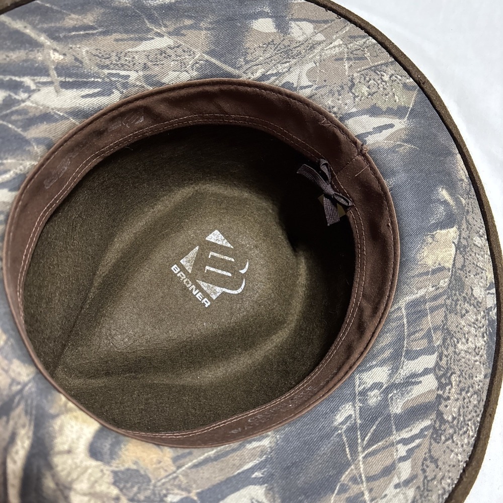 Broner Men's Hat Brown L Lite Felt 100% Wool Camo Accent Cowboy Water Repellent - Picture 5 of 16
